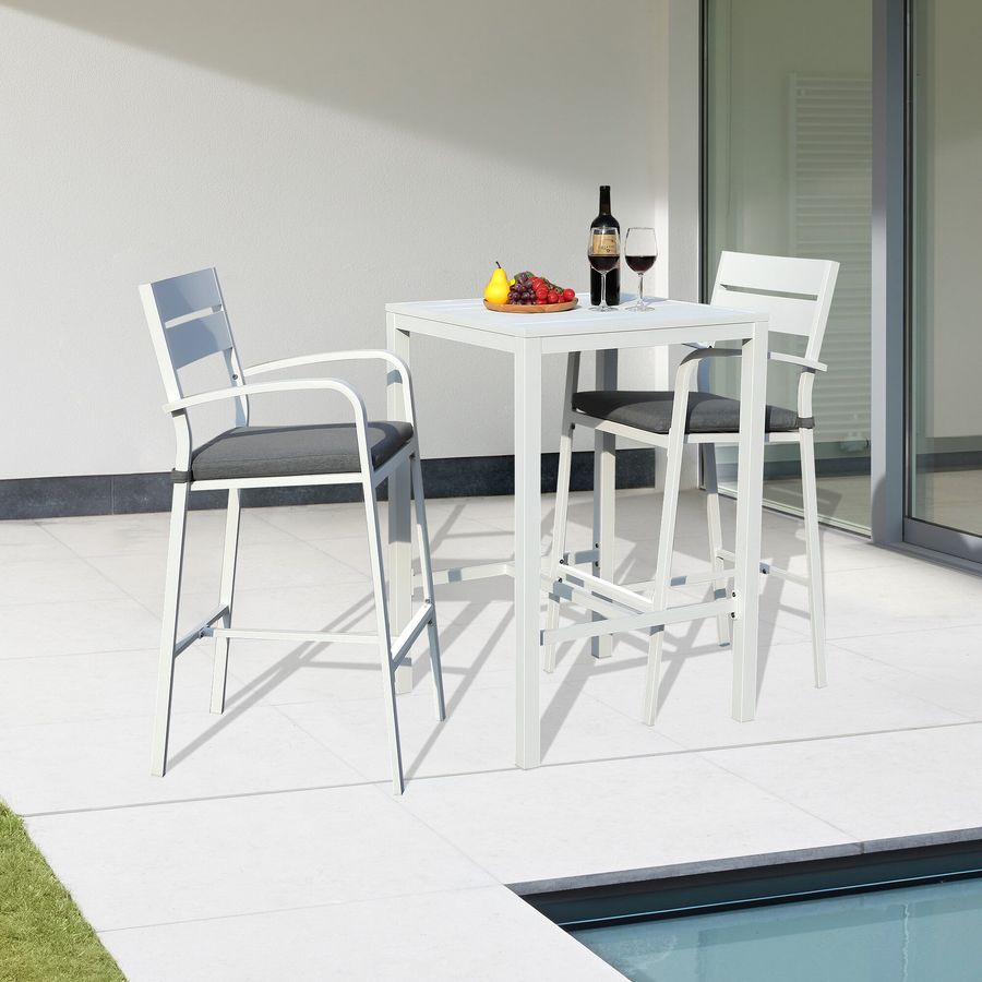 Amarin Square 2 - Person 27.6" Long Aluminum Bar Height Dining Set with Cushions added by Cornelia Spiske