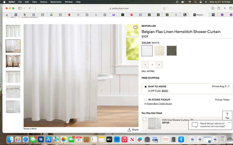 Belgian Flax Linen Hemstitch Shower Curtain added by Sara Charlesworth