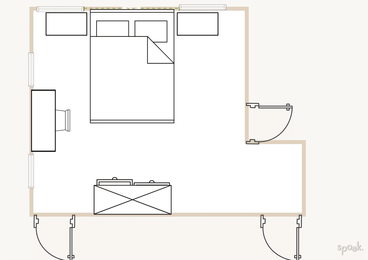 Large Bedroom Floor Plan designed by Jessica Jacobs
