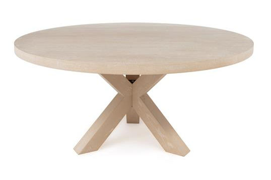 Greco French Country Brown Oak Wood Tripod Base Round Dining Table - 60"W added by Danielle Roberts