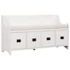 Polibi White Movable Cushion Storage Bench with Drawers and Backrest(48''W x 15.7''D x 26.3''H) RS-MCSBDB-W - The Home Depot added by KATHERINE ECK