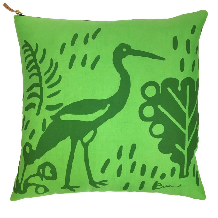 KELLY GREEN CRANE LINEN PILLOW added by Emily Tessier