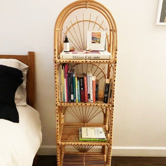56/69 Inch Tall Rattan Shelf Vintage Wicker Arched Top - Etsy added by Spoak Member