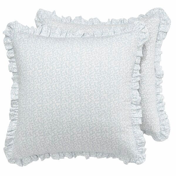 Chloe Blue/White Mini Floral 100% Cotton European Sham Cover 26-inch with Ruffled Edge added by Jennifer Hickey