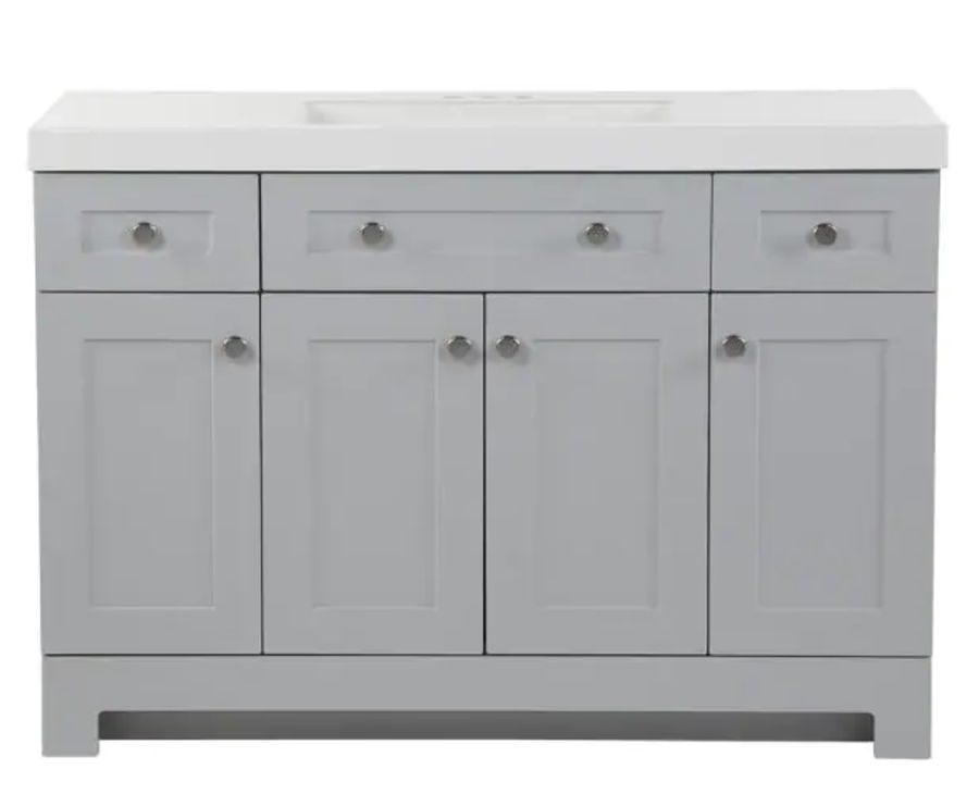 Everdean 48.5 in. W x 18.75 in. D Vanity in Pearl Gray with Cultured Marble Vanity Top in White with White Sink added by Spoak Member