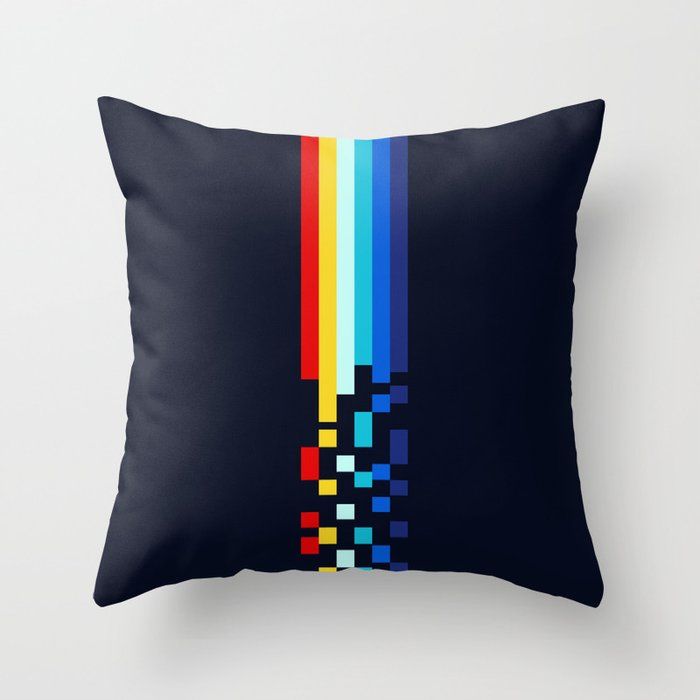 Classic 80s Video Game Retro Stripes Pixel Drops - Ayakazu Throw Pillow by AlphaOmega added by Jenna Quinones
