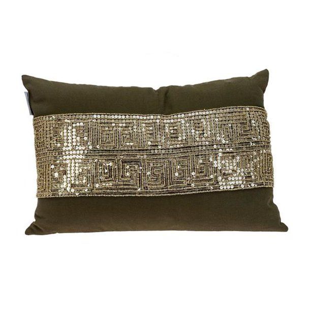 Glam Olive with Gold Sequins Lumbar Throw Pillow added by Spoak Member