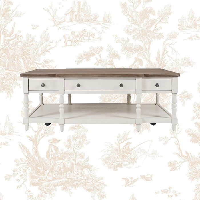 Belfort Coffee Table Overall 19'' H X 52'' L X 28'' D Drawer Interior 3.25'' H X 22.5'' D Tabletop Thickness 1'' Clearance - Floor to Bottom 2.5'' H Overall Product Weight 81 lb. added by Maria Delucia