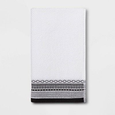 Diamond Border Terry Hand Towel Black/White - Threshold™ added by Brittany Cain
