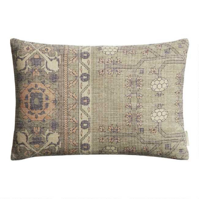 Oversized Blue And Ivory Ribbed Carpet Print Lumbar Pillow added by Melissa Fraum