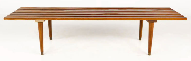 George Nelson Style Mid Century Brass Leg Slat Bench Coffee Table added by Rachael Igoe