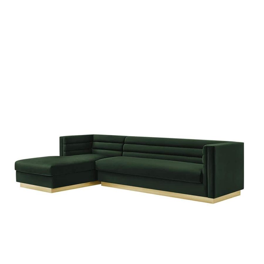 Inspired Home Annemarie 69in Width Square Arm Style Upholstered Velvet Tufted L Shaped Sofa in Hunter Green SL459-02HG-HD - The Home Depot added by Sarah McNutt