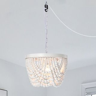Boho Plug in Wood Beaded Chandelier 3-Light Wood Bead Light - Bed Bath & Beyond - 36083653 added by Emily Monsees