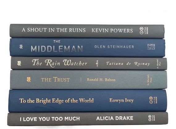 Blue and Gray Books  Decorative Books  Staging Books  Stack - Etsy added by Where The Heart Is Designs