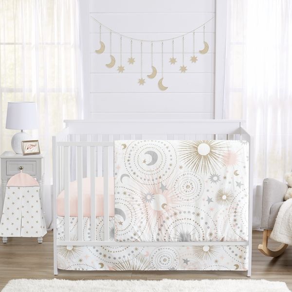 Celestial Pink and Gold 4 Piece Bumperless Crib Bedding Collection added by MISSY PITT