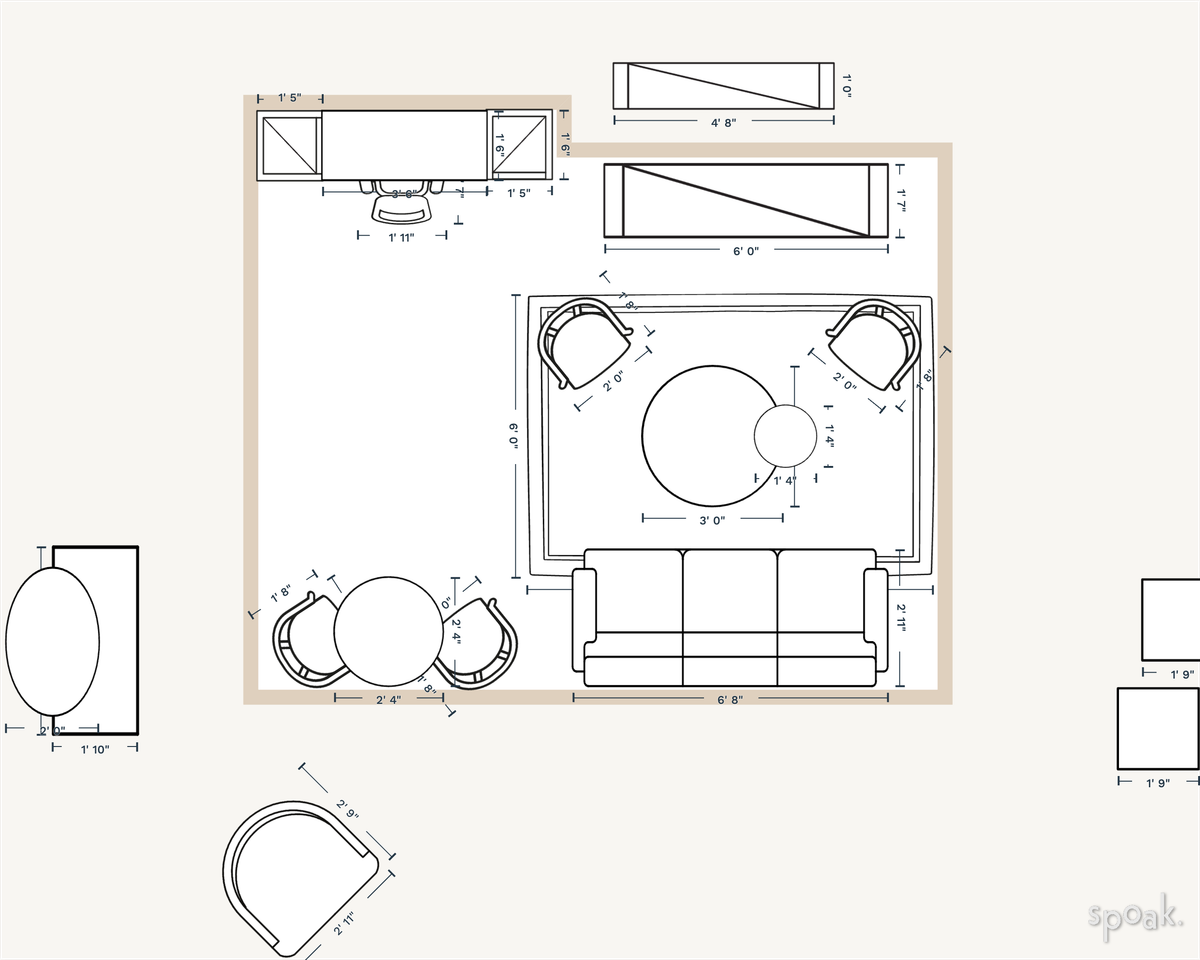 Living + Dining Room Plan designed by Joangela Nouel