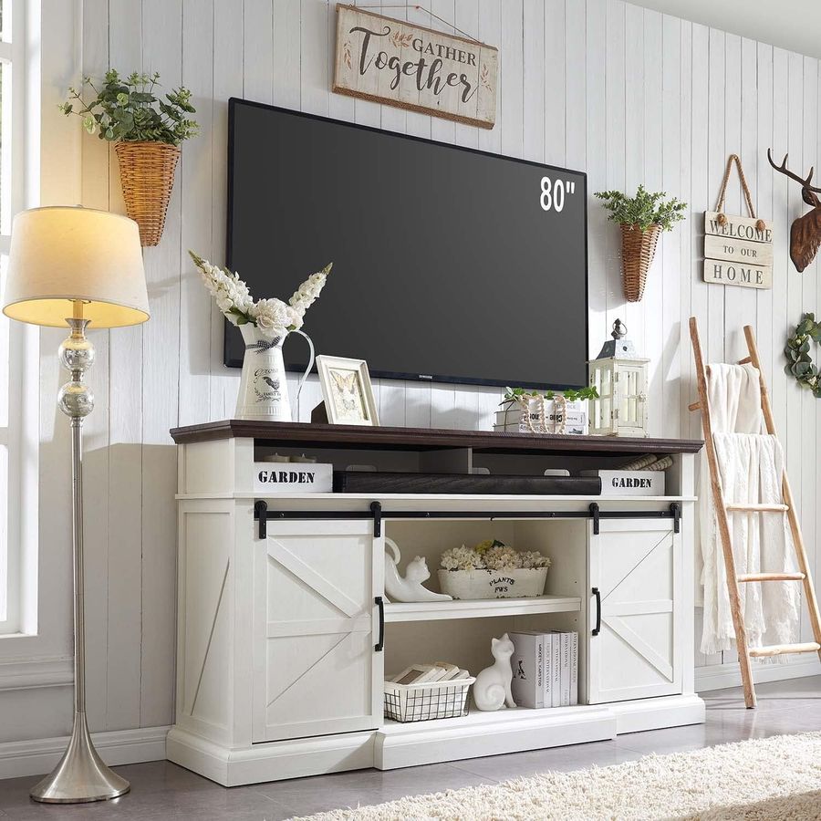 SinCiDo Farmhouse Furniture Living Room Decor, Tall TV Stand for 80 Inch TVs, Lift Top Coffee Table with Storage, End Table with Charging Station added by Rachel Fedorov