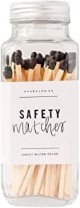 Sweet Water Decor 3.75" Black Safety Matches - Glass Jar | Approx. 60 Strike On The Bottle Long Matchsticks | Home Decor | Candle Accessories | Apothecary Jars for Fireplace | Housewarming Gift added by Chelsea Alysa