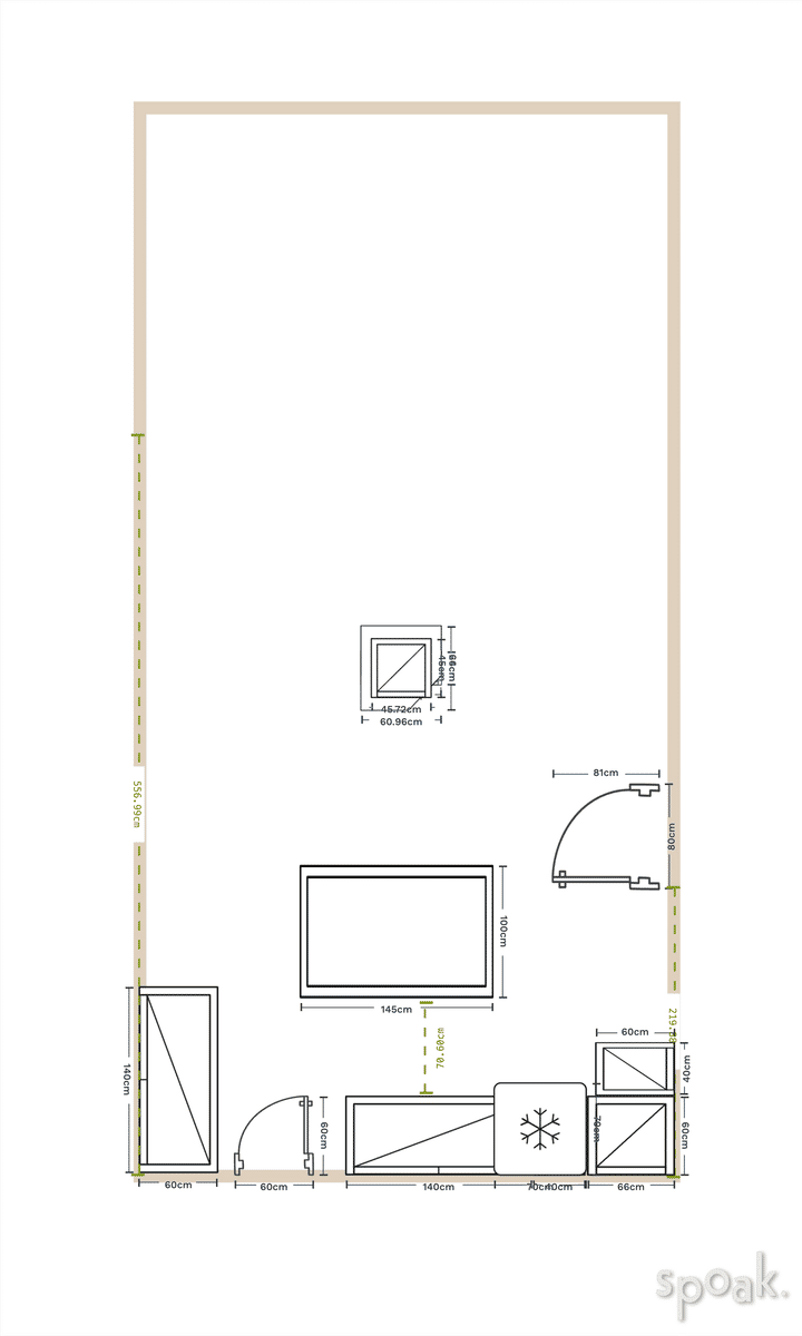 Large Rectanglar Kitchen Floor Plan designed by Camilo Reyes