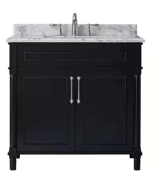 Home Decorators Collection Aberdeen 60 in. Double Sink Freestanding Black Bath Vanity with Carrara Marble Top (Assembled) Aberdeen 60B - The Home Depot added by Janae Sullivan