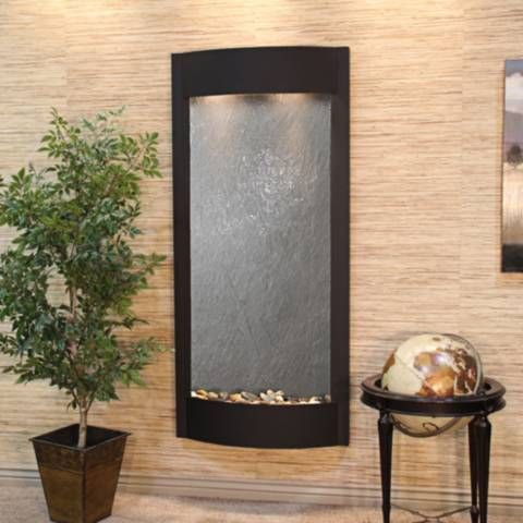 Pacifica Waters 69" High Textured Black and Stone Wall Fountain - #43E57 | Lamps Plus added by Heidi Sheridan