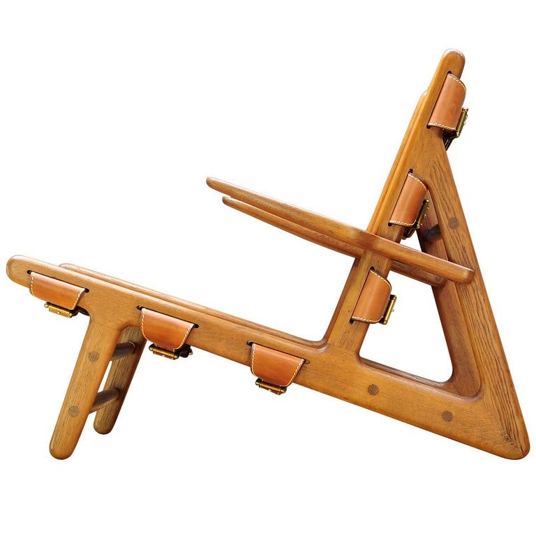 1949 Hunting Chair Borge Mogensen Erhard Rasmussen Labeled Leather Sling Lounge added by marina mizrachi