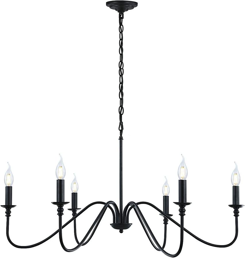 Black Chandelier,6-Light Rustic Industrial Iron Chandeliers for Dining Room Lighting Fixtures Hanging,Candle Hanging Hallway, Living Room, Foyer, Bedroom, Office, Bar,Island Lights added by Shelby Norris