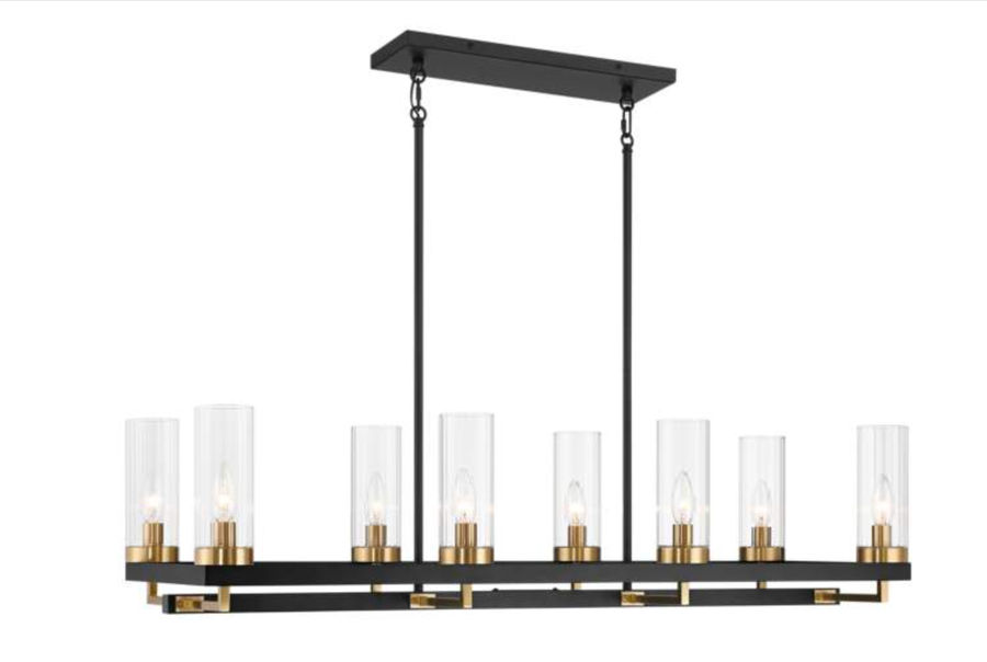 Brass & Black Matte Linear 8-Light Chandelier added by CURATED HOME LLC.