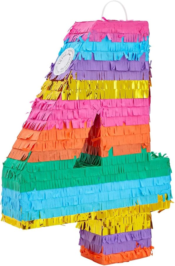 BLUE PANDA Rainbow Number 4 Pinata for 4th Birthday Party Decorations, (Small, 12 x 17 x 3 Inches) added by Amy Burrell