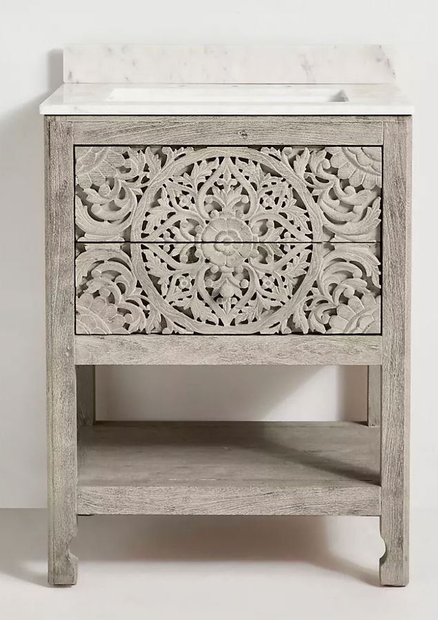 Handcarved Lombok Powder Bathroom Vanity added by Katie Hoffman