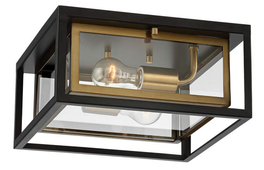 Kie 12" Wide Black-Gold Double Box Outdoor LED Ceiling Light added by Spoak Member