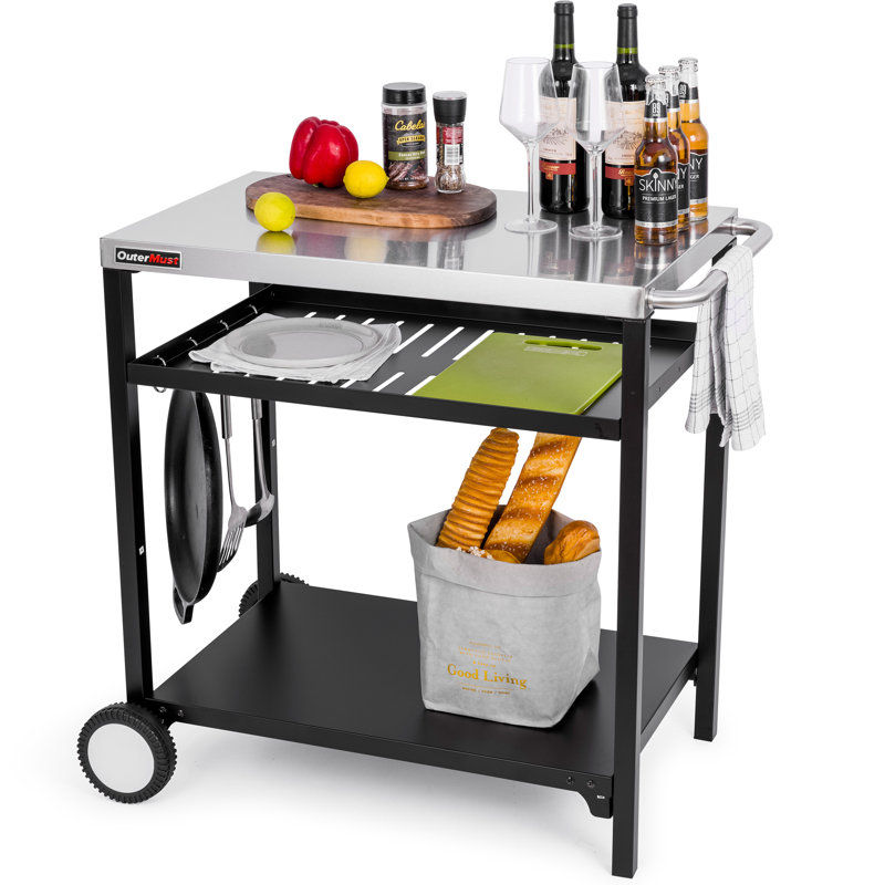 Outermust Grill Cart For Outdoor Bar And Bbq, Moveable Pizza Oven Cart Table | Wayfair added by sallie tyler