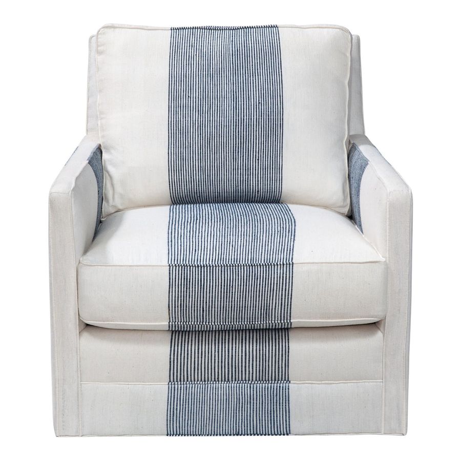 Zoe Swivel Chair in Navy Pinstripe added by Egina Manachova/Silverbark Studio