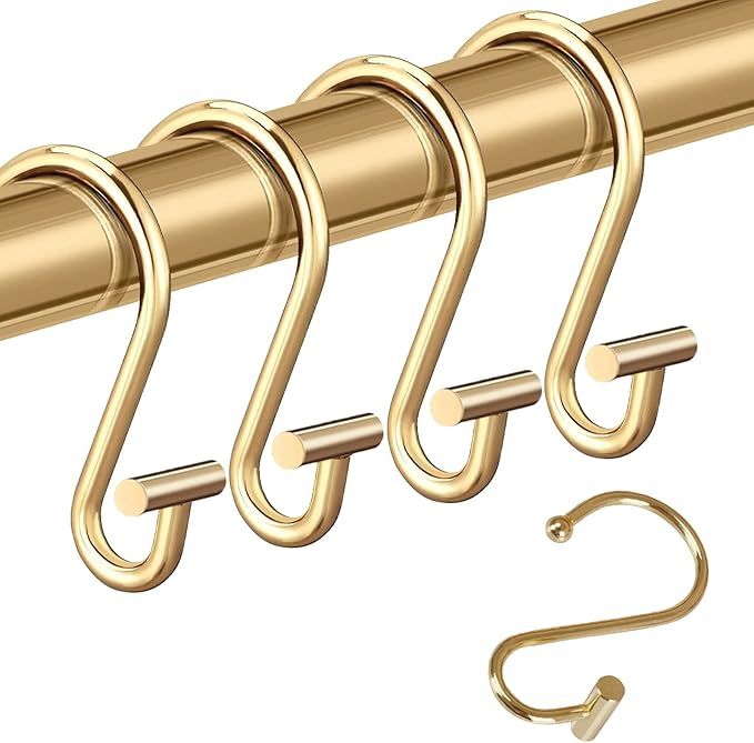 Actpe Decorative Shower Curtain Hooks Rust Proof for Bathroom, Metal, 12pcs Premium Rust Resistant Hooks Glide Shower Ring Hang Holder T Shape Hooks for Living Room (Gold) added by stefany alves