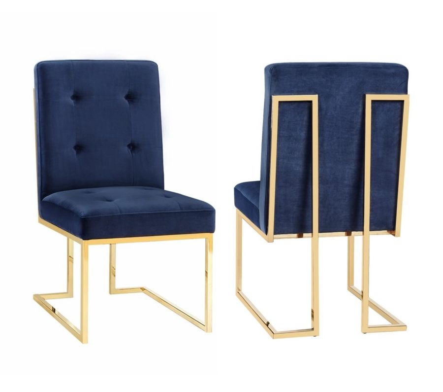 Akiko Navy Velvet Chair (Set Of 2) - TOV Furniture added by One Century Design