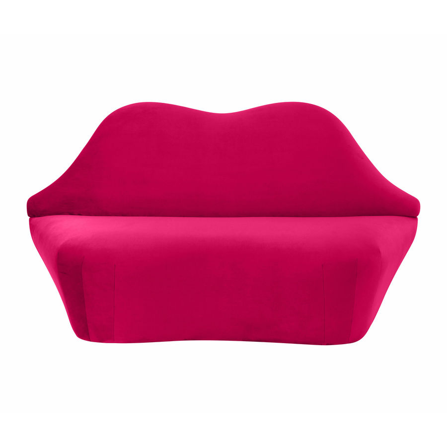 Lips Hot Pink Velvet Settee - TOV Furniture added by One Century Design