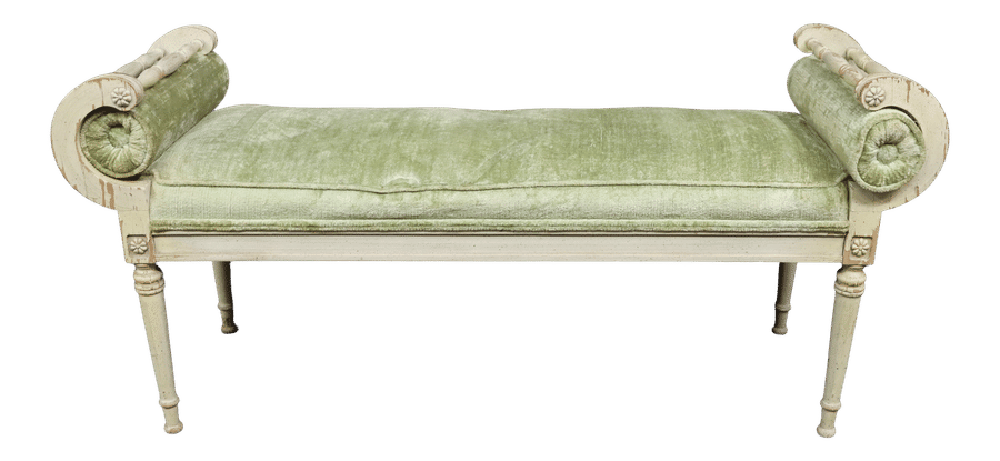 Louis XVI Style Distressed Cream Painted Bench added by Spoak Member