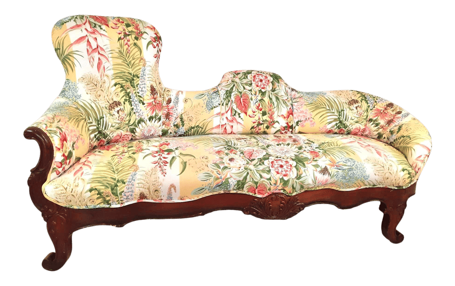 Vintage Chaise Lounge Fainting Couch Tropical Upholstery added by Spoak Member