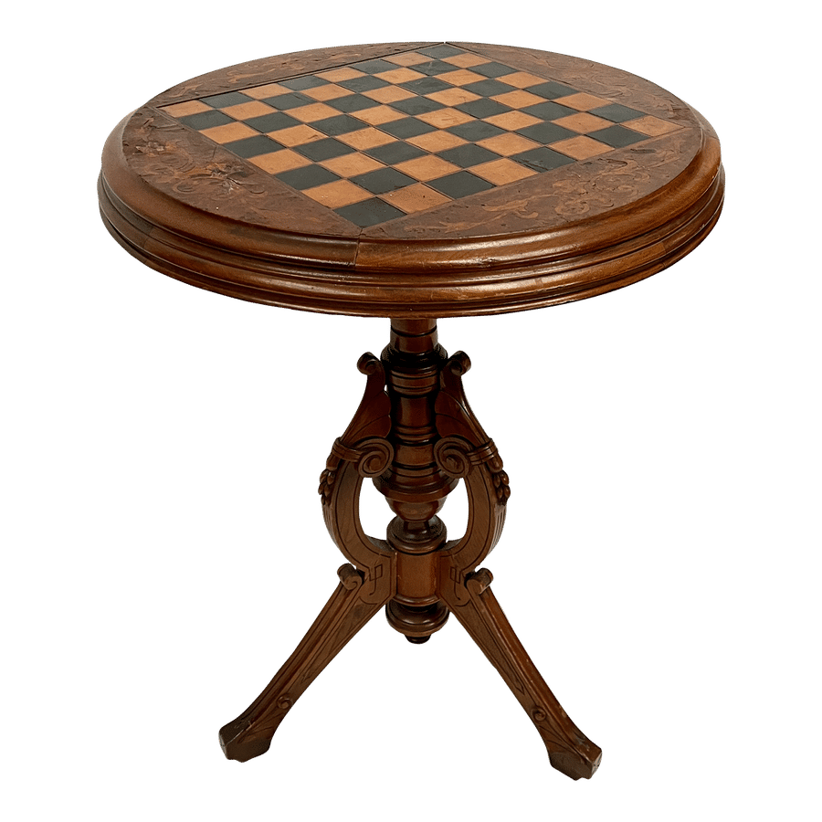 Late 1800s Inlaid Wood Game Table/Side Table added by Spoak Member