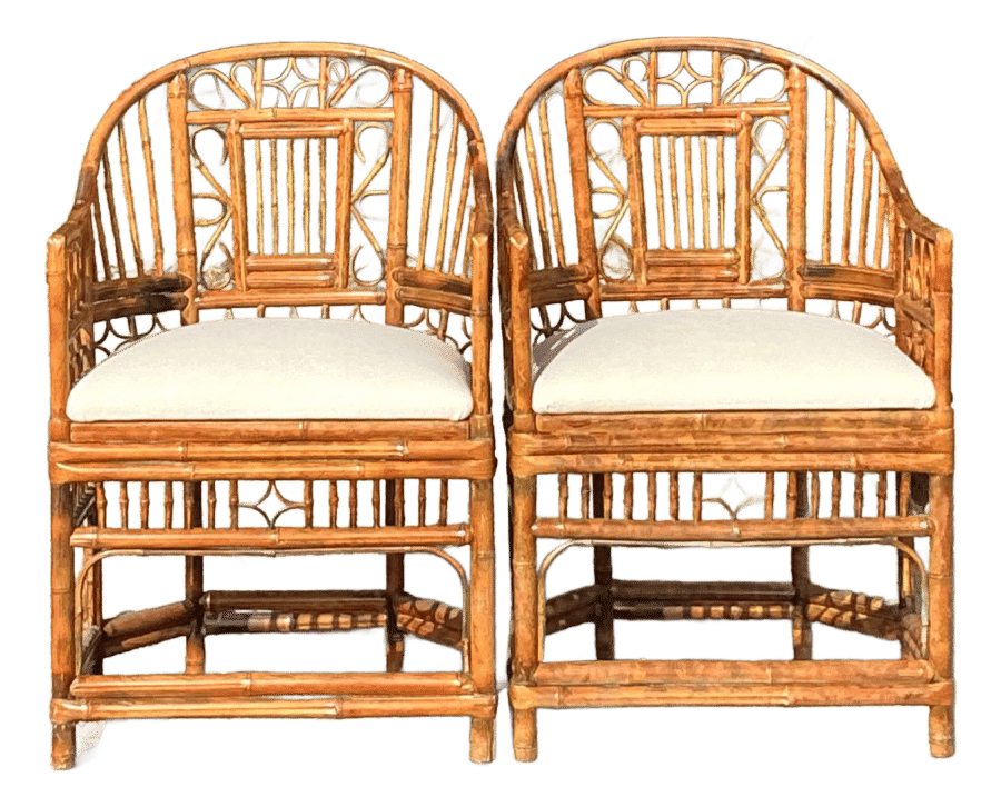 Vintage Coastal Tortoise Rattan Brighton Pavillion Chairs - A Pair added by Allie Bar-or