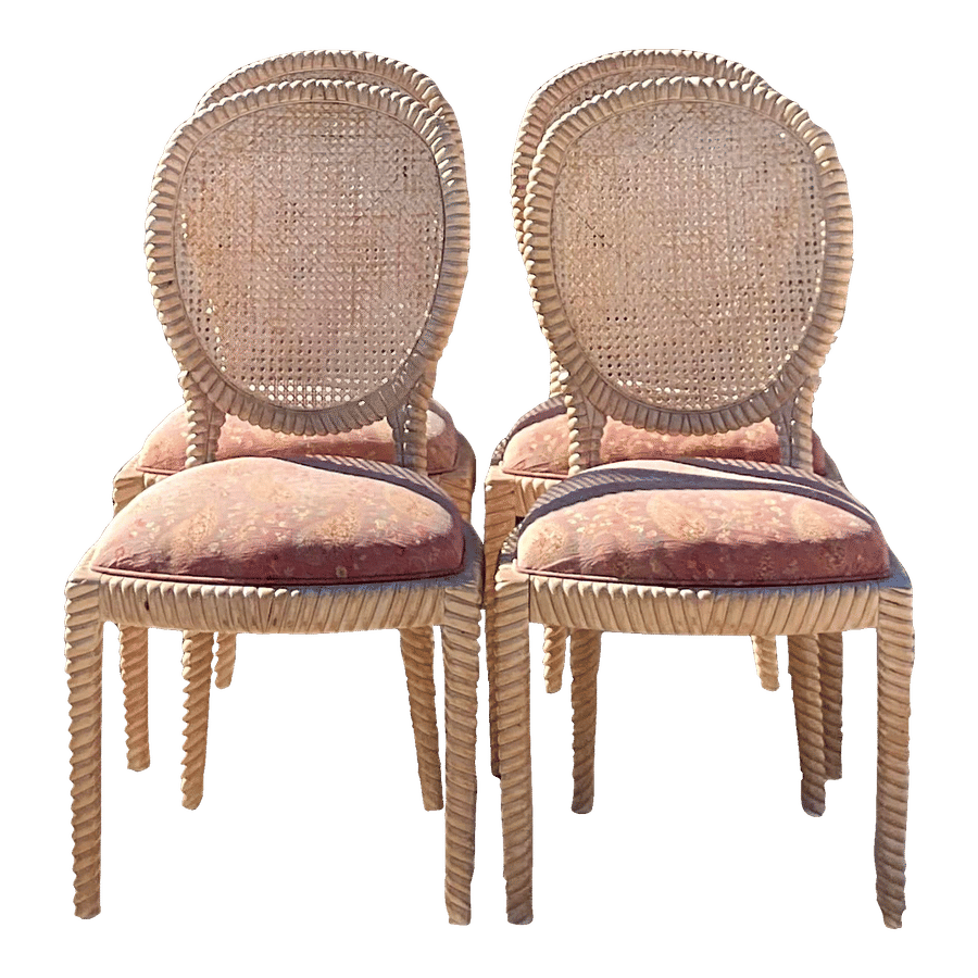 Vintage Coastal Carved Rope Dining Chairs - Set of 4 added by Anna Stillman