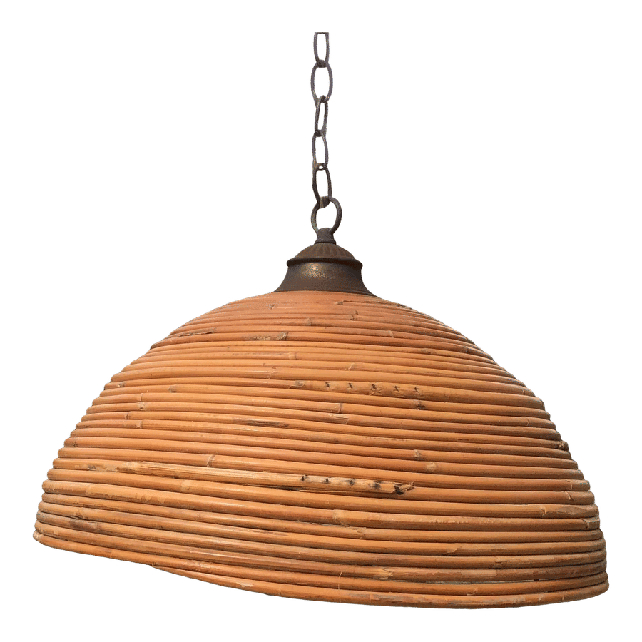 Mid 20th Century Rattan Hanging Dome Pendant Light Fixture added by Chanel Jezek