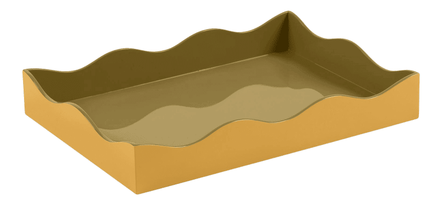 The Lacquer Company for Chairish Belle Rives Tray in Mayan Gold / Olive, Medium added by Xakota Espinoza