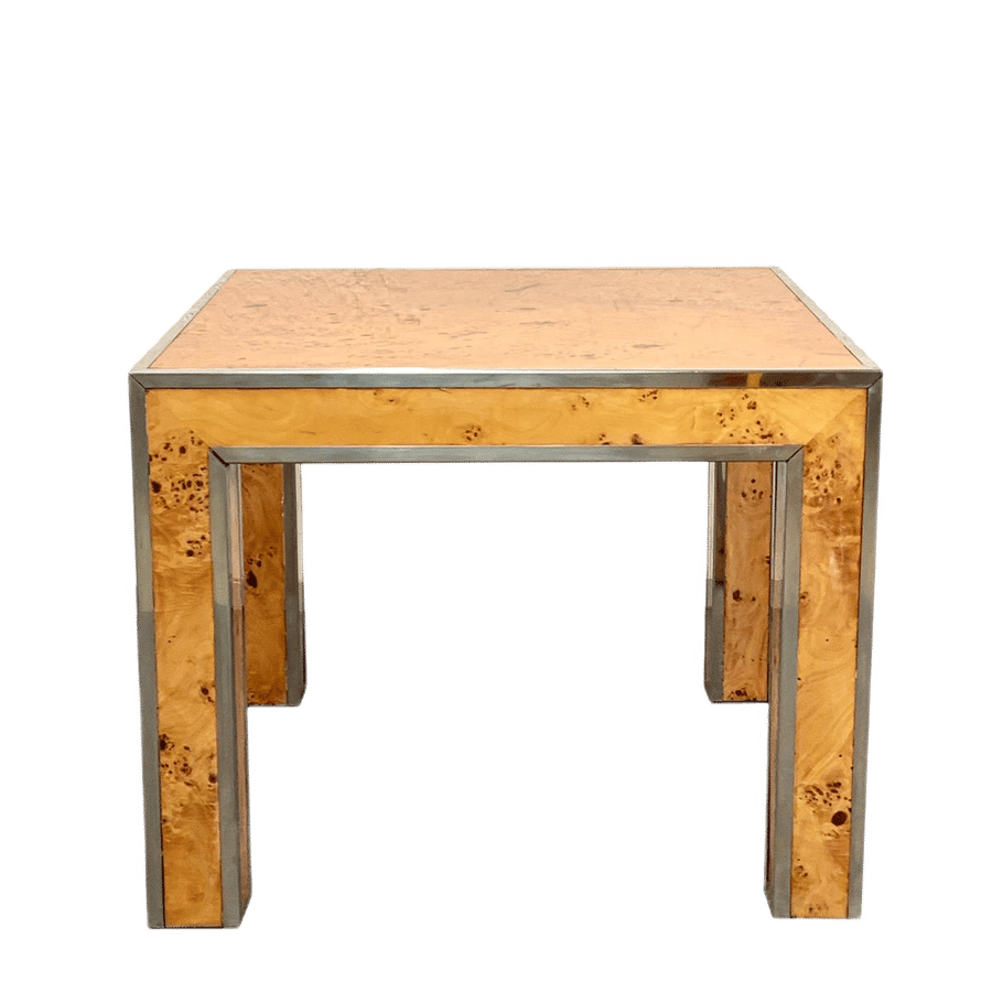 Italian Square Briarwood & Metal Coffee Table, 1970s added by Caitlin Ackerman