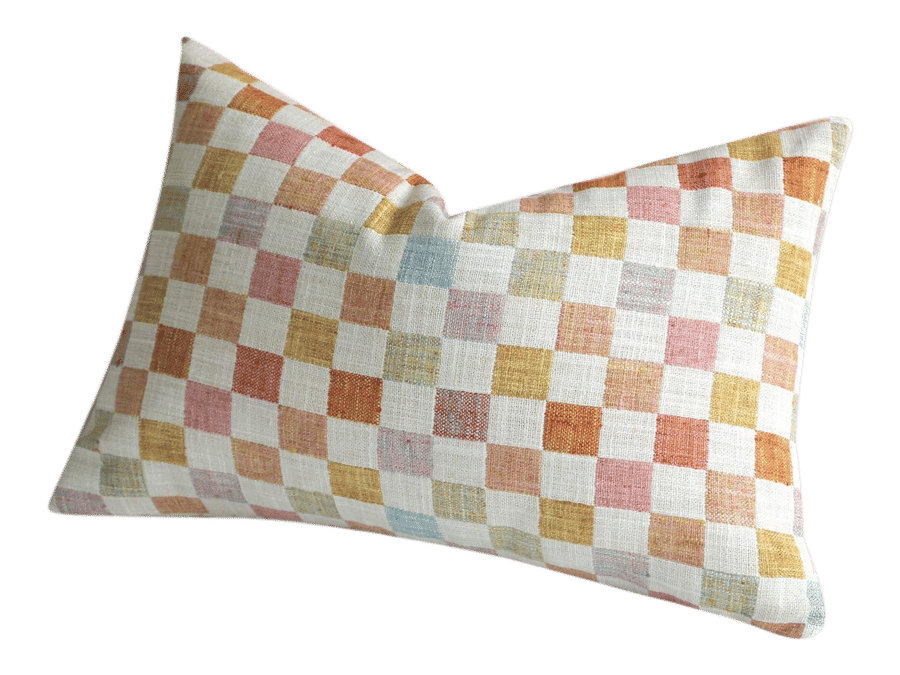 13x36 Patchwork Long Lumbar Pillow Cover in Apricot & Pink added by Shanta Michelle
