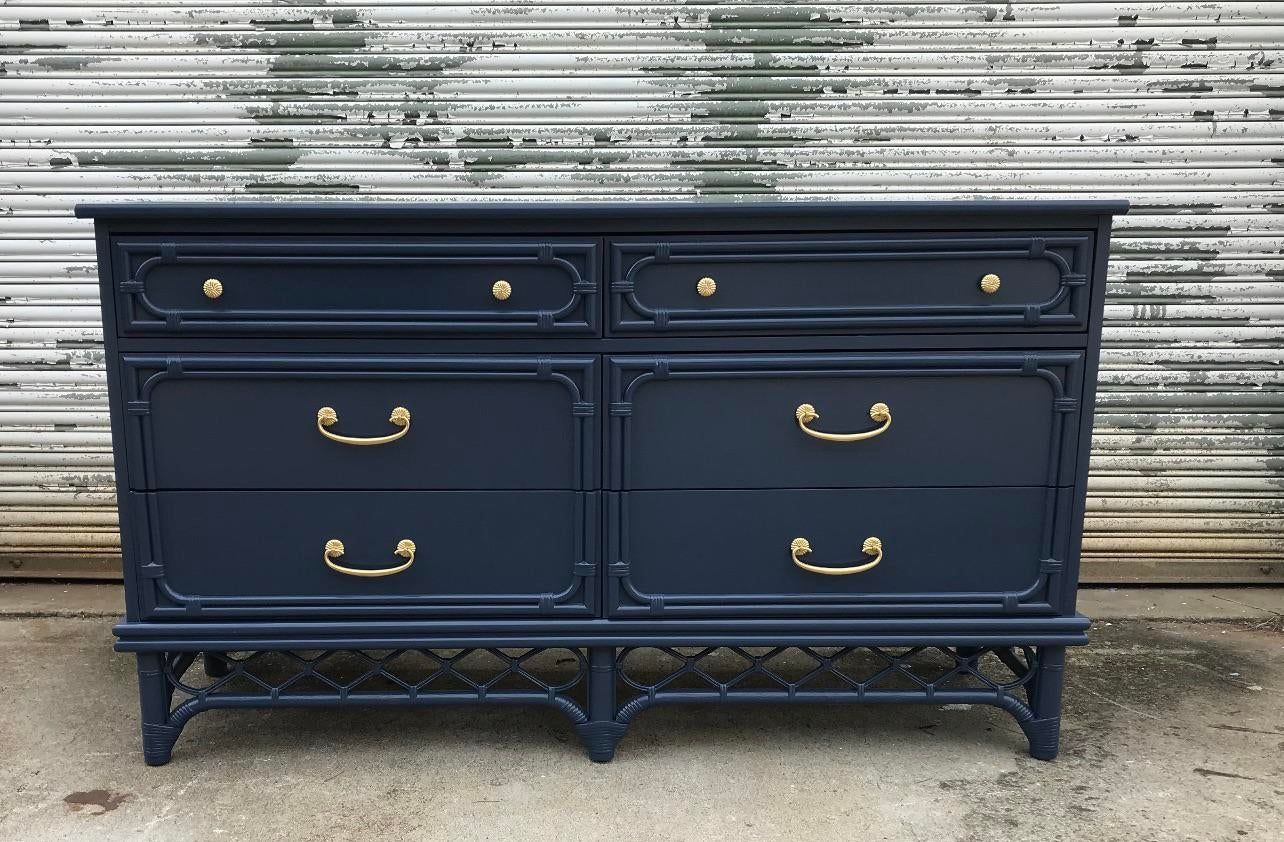 blue bamboo dresser Thomasville Faux Bamboo Dresser
