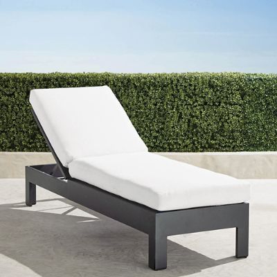 St. Kitts Chaise Lounge with Cushions in Matte Black Aluminum - Standard, Resort Stripe Dove - Frontgate added by Jessica Greer
