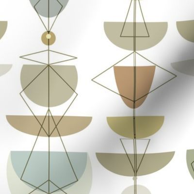 Colorful fabrics digitally printed by Spoonflower - midcentury bowls neutrals added by Kathryn Hoopes