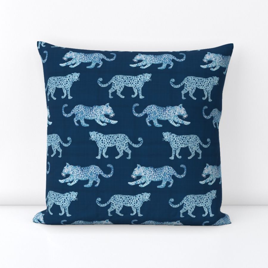 Leopard Parade Blue on Blue | Spoonflower added by Mary-Ashley Twitty