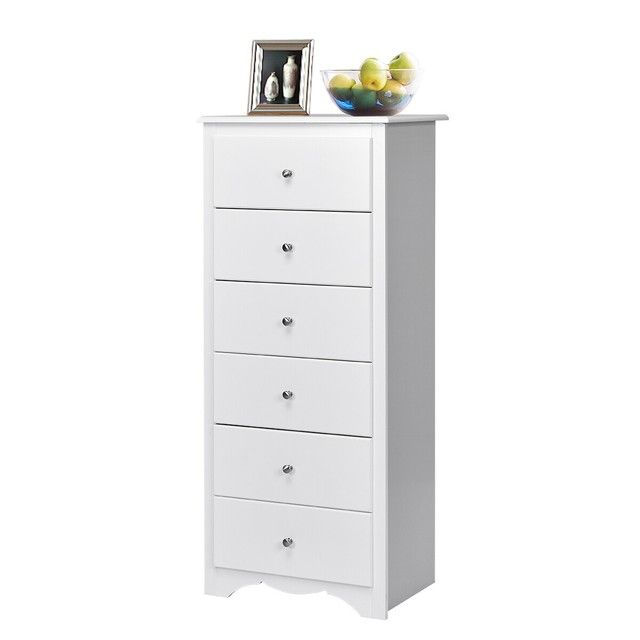 6 Drawer Chest Dresser Clothes Storage Bedroom Tall Furniture Cabinet White added by Spoak Member